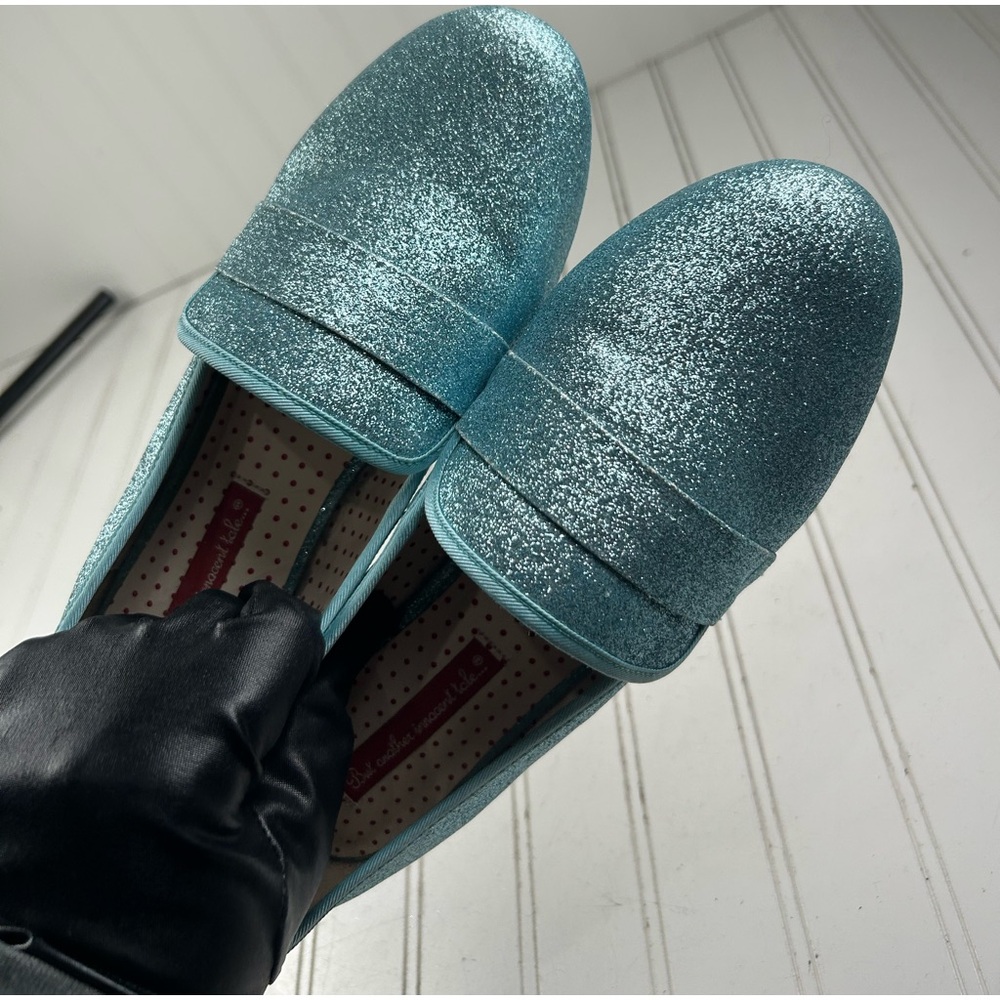 But Another Innocent Tale Aqua Blue Glitter Slip-On Loafers Womenโs Size 9 - Picture 7 of 10